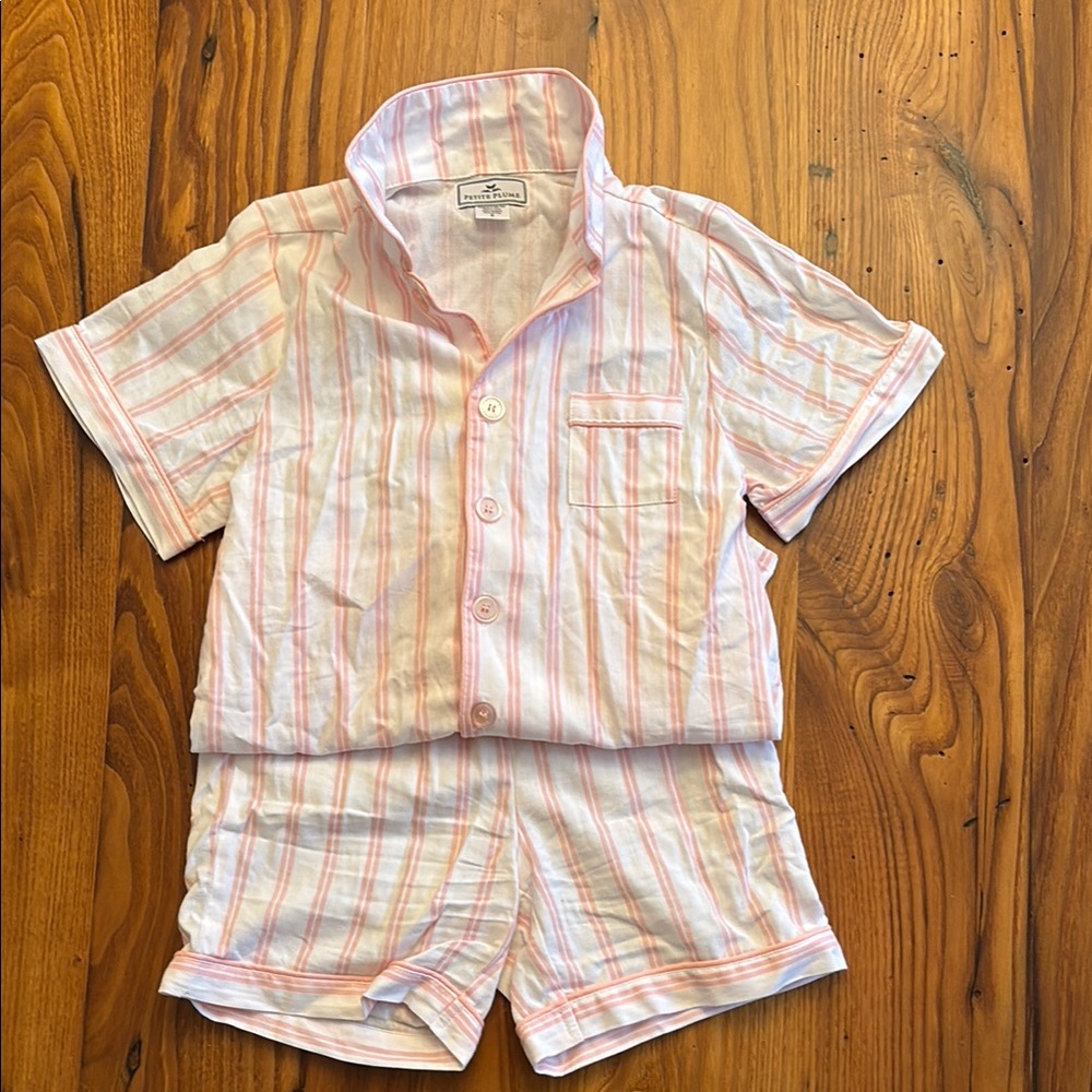 Pink and White Striped Pajama Set